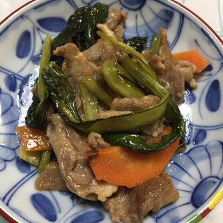 豚肉と小松菜のごま油炒め(*^^*)